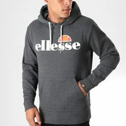 Coupon 🌟 Sweat Capuche Gottero SHC07407 Gris Anthracite Chiné de Ellesse 😀