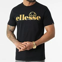 Tout neuf 🧨 Tee 👕 Shirt Vespino SHF10603 Noir Doré de Ellesse 🛒