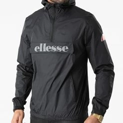 Remise 💯 Coupe-Vent Col Zippé Acera SXG09906 Noir Réfléchissant de Ellesse 🌟