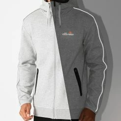 Nouveau 🥰 Veste Zippée Capuche Ornari SXG09896 Gris Chiné Réfléchissant de Ellesse 😀