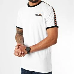 Coupon 👏 Tee 👕 Shirt A Bandes Judo SLB10139 Blanc de Ellesse 🧨