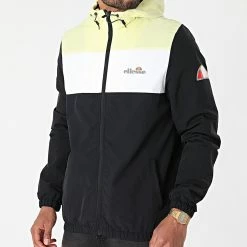 Bon marché ❤️ Veste Zippée Capuche Griezmann Noir Blanc Jaune Clair Réfléchissant de Ellesse 💯