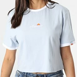 Meilleure vente 🔔 Tee 👚 Shirt Crop Femme Derla Bleu Clair de Ellesse 👍 -Ellesse Soldes ellesse 269477 SGJ11884 LIGHT BLUE 20210611T111321 03