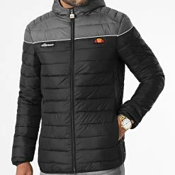 Sortie 🔔 Doudoune Capuche Lombardy 2 Noir Gris Anthracite de Ellesse 👍