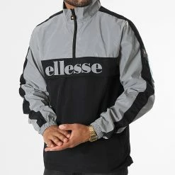 Nouveau 🔥 Veste Outdoor A Bandes Lyran SHK12784 Noir Gris Réfléchissant de Ellesse 😉 -Ellesse Soldes ellesse 283458 SHK12784 BLACK 20210915T161843 03