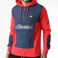 Remise 🛒 Sweat Col Zippé Capuche Legno SHK07433 Rouge Bleu Marine de Ellesse 🌟