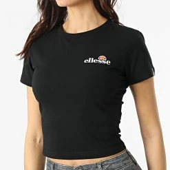 Coupon 🔥 Tee 👕 Shirt Femme Crop Vikins Noir de Ellesse 🔔