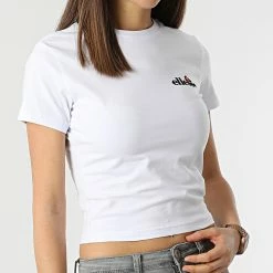 Remise 🥰 Tee 👕 Shirt Femme Crop Vikins Blanc de Ellesse 😀