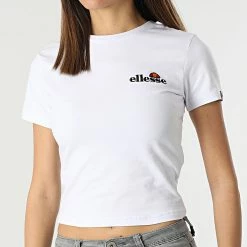 Remise 🥰 Tee 👕 Shirt Femme Crop Vikins Blanc de Ellesse 😀 -Ellesse Soldes ellesse 301006 SGM14189 WHITE 20220202T160247 03
