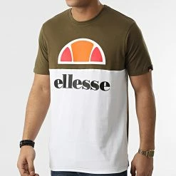 Budget 👏 Tee 👚 Shirt Arbatax Blanc Vert Kaki de Ellesse 👍