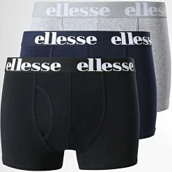 Coupon 🧨 Lot De 3 Boxers Hali Noir Gris Chiné Bleu Marine de Ellesse 😍