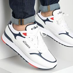 Budget ✨ Baskets Gara Runner 897020 White Navy Red de Ellesse 💯