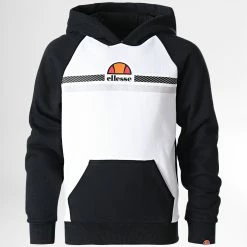 Sortie 😍 Sweat Capuche Enfant Marathon Noir Blanc de Ellesse ⭐
