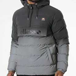 Nouveau 🛒 Doudoune Capuche Outdoor Pilazzo SHP16202 Noir Gris Réfléchissant Dégradé de Ellesse ❤️