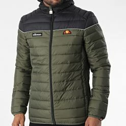 Promo 🧨 Doudoune Capuche Lombardy 2 Vert Kaki Noir de Ellesse 😍