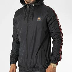 Vente flash 🤩 Veste Zippée Capuche A Bandes Macros SHP16201 Noir de Ellesse 👏