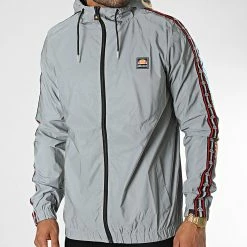 Coupon ✨ Veste Zippée Capuche A Bandes Macros SHP16201 Gris Réfléchissant de Ellesse 🌟