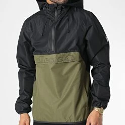 Le moins cher ✨ Veste Outdoor Capuche Atonia SHQ17025 Noir Vert Kaki de Ellesse 😍