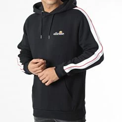 Promo ❤️ Sweat Capuche A Bandes Paiger SHQ17626 Noir de Ellesse 👏