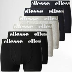 Meilleure affaire ✔️ Lot De 6 Boxers Hali Noir Gris Chiné Bleu Marine de Ellesse 🎉